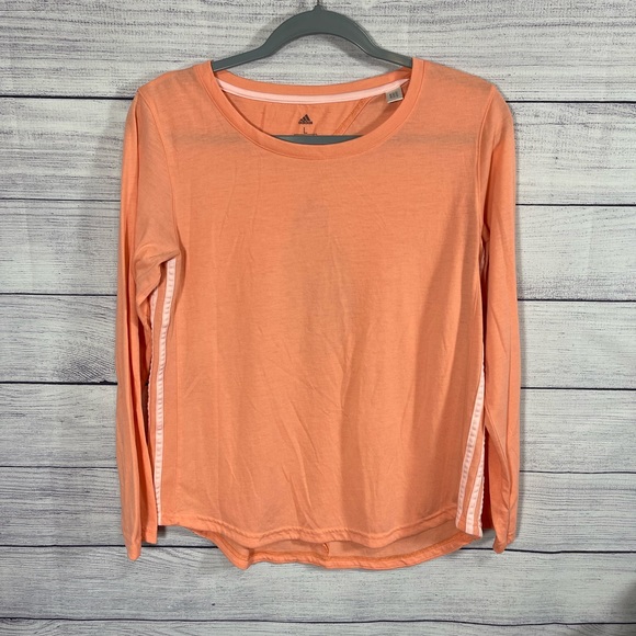 🎉 Adidas Climate Long Sleeve Women Workout T-Shirt Keyhole Open Back Sz Large - Picture 1 of 7